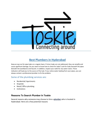 Best Plumbers in Hyderabad