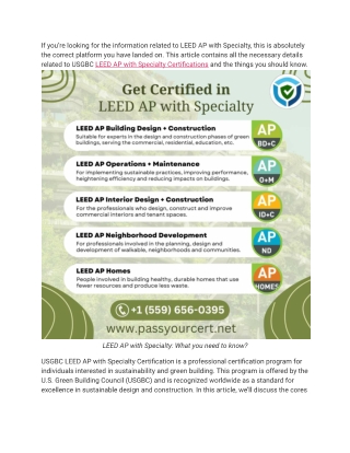 LEED AP with Specialty What you need to know