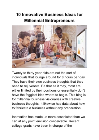 10 Innovative Business Ideas for Millennial Entrepreneurs