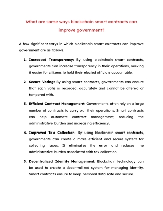 What are some ways blockchain smart contracts can improve government (1)