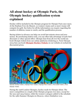 All about hockey at Olympic Paris, the Olympic hockey qualification system explained