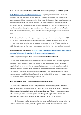 North America Viral Vector Purification Market to Grow at a Surprising CAGR of 13.9 by 2029