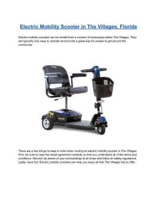 Electric Mobility Scooter in The Villages, Florida