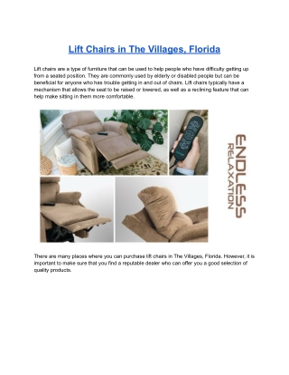 Lift Chairs in The Villages, Florida