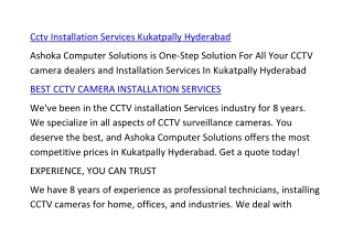 Cctv Installation Services Kukatpally Hyderabad