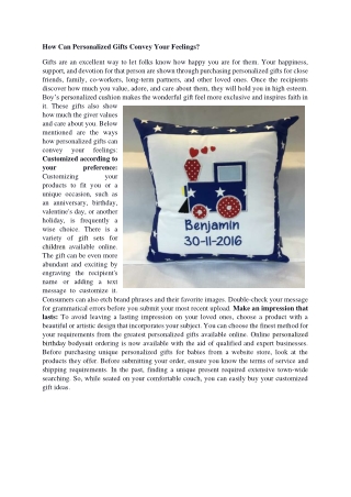 Boy’s Personalized Cushion