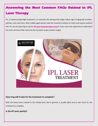 Answering the Most Common FAQs Related to IPL Laser Therapy