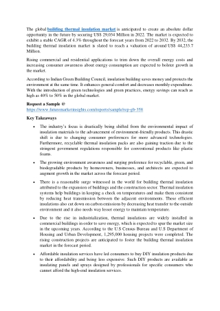 Building Thermal Insulation Market Size, Share & Growth Report for 2032