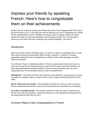 Impress your friends by speaking French: Here's how to congratulate them on their achievements