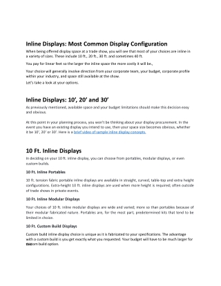 Inline Displays Most Common Display Configuration