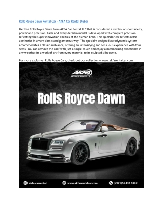 Rolls Royce Dawn Rental Car - AKFA Car Rental Dubai