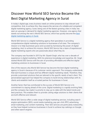 Discover How World SEO Service Became the Best Digital Marketing Agency in Surat