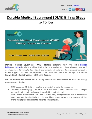 Durable Medical Equipment (DME) Billing Steps to Follow