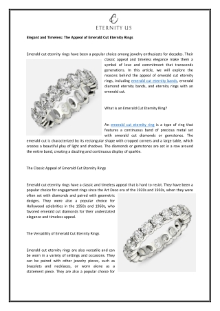 Elegant and Timeless: The Appeal of Emerald Cut Eternity Rings