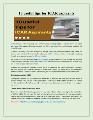 10 useful tips for ICAR aspirants