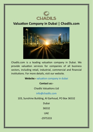 Valuation Company in Dubai  Chadils