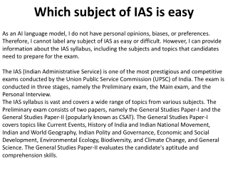 Which subject of IAS is easy