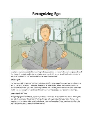 Recognizing Ego