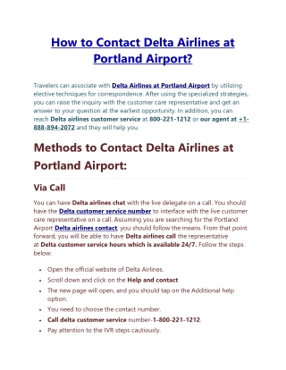 How to Contact Delta Airlines at Portland Airport?