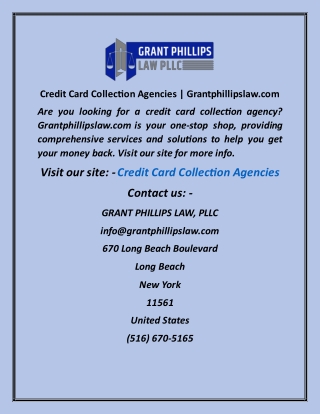 Credit Card Collection Agencies  Grantphillipslaw com