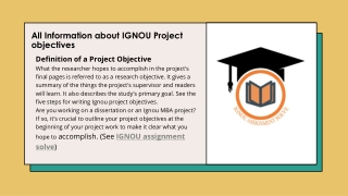All Information about IGNOU Project objectives