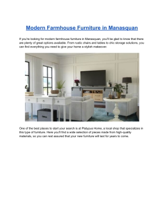 Modern Farmhouse Furniture in Manasquan