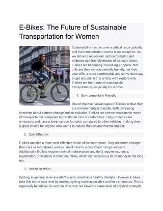 E-Bikes_ The Future of Sustainable Transportation for Women