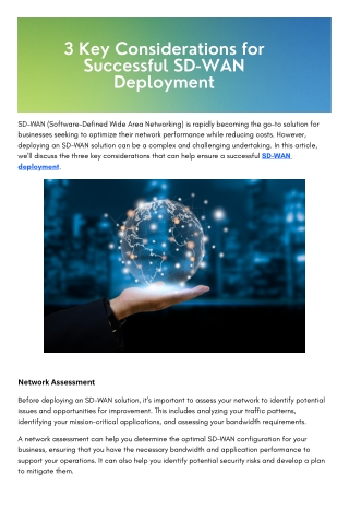 3 Key Considerations for Successful SD-WAN Deployment - Digital Carbon