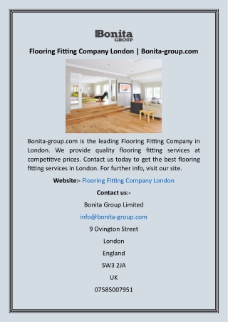 Flooring Fitting Company London  Bonita-group