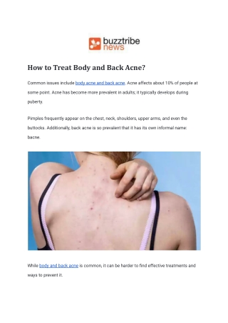 How to Treat Body and Back Acne
