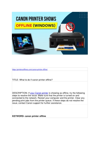 What to do if canon printer offline?