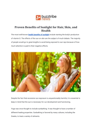 Proven Benefits of Sunlight for Hair, Skin, and Health