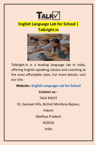 English Language Lab for School | Talkright.in