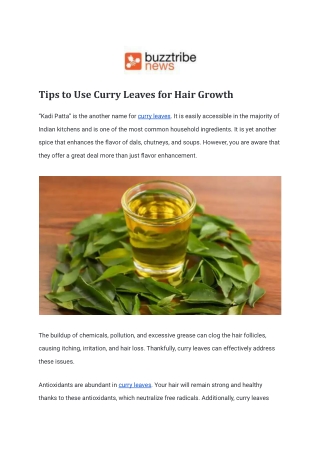 Tips to Use Curry Leaves for Hair Growth