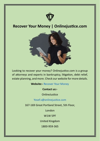 Recover Your Money  Onlinejustice