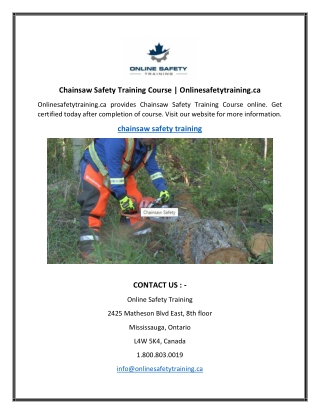 Chainsaw Safety Training Course  Onlinesafetytraining.ca