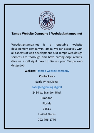 Tampa Website Company  Webdesigntampa.net