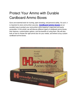 Customization Options for Cardboard Ammo Boxes