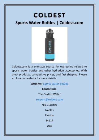 Sports Water Bottles  Coldest