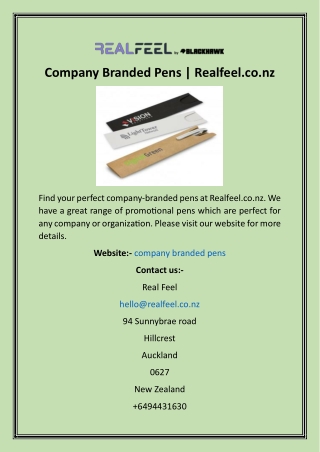 Company Branded Pens  Realfeel.co.nz