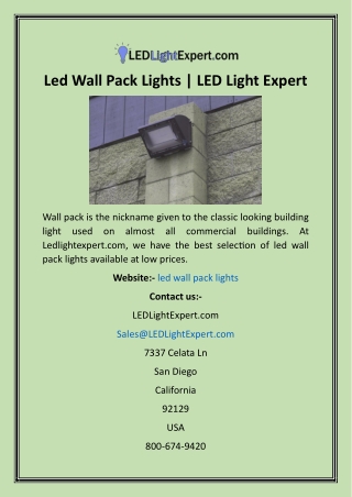 Led Wall Pack Lights  LED Light Expert