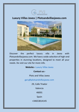 Luxury Villas Javea  Plotsandvillasjavea