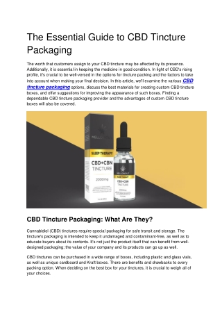 The Essential Guide to CBD Tincture Packaging