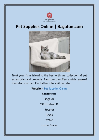 Pet Supplies Online  Bagaton