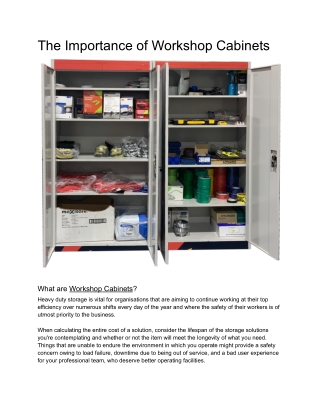 The Importance of Workshop Cabinets