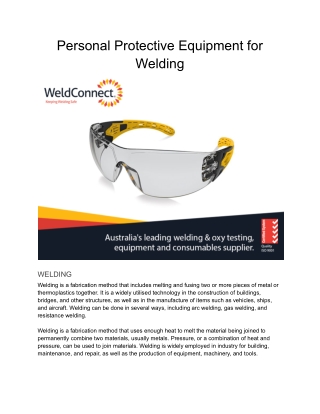 Personal Protective Equipment for Welding