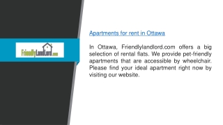 Apartments for Rent in Ottawa  Friendlylandlord.com