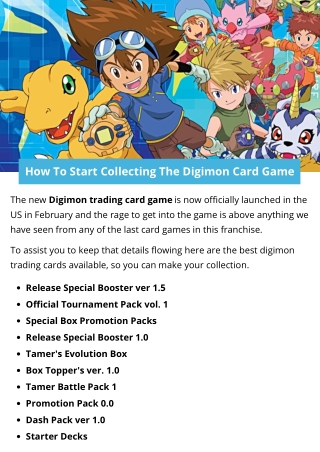 How To Start Collecting The Digimon Card Game