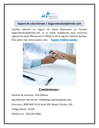 Seguro de salud barato | Segurodesaludydevida.com