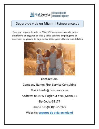 Seguro de vida en Miami | Fsinsurance.us